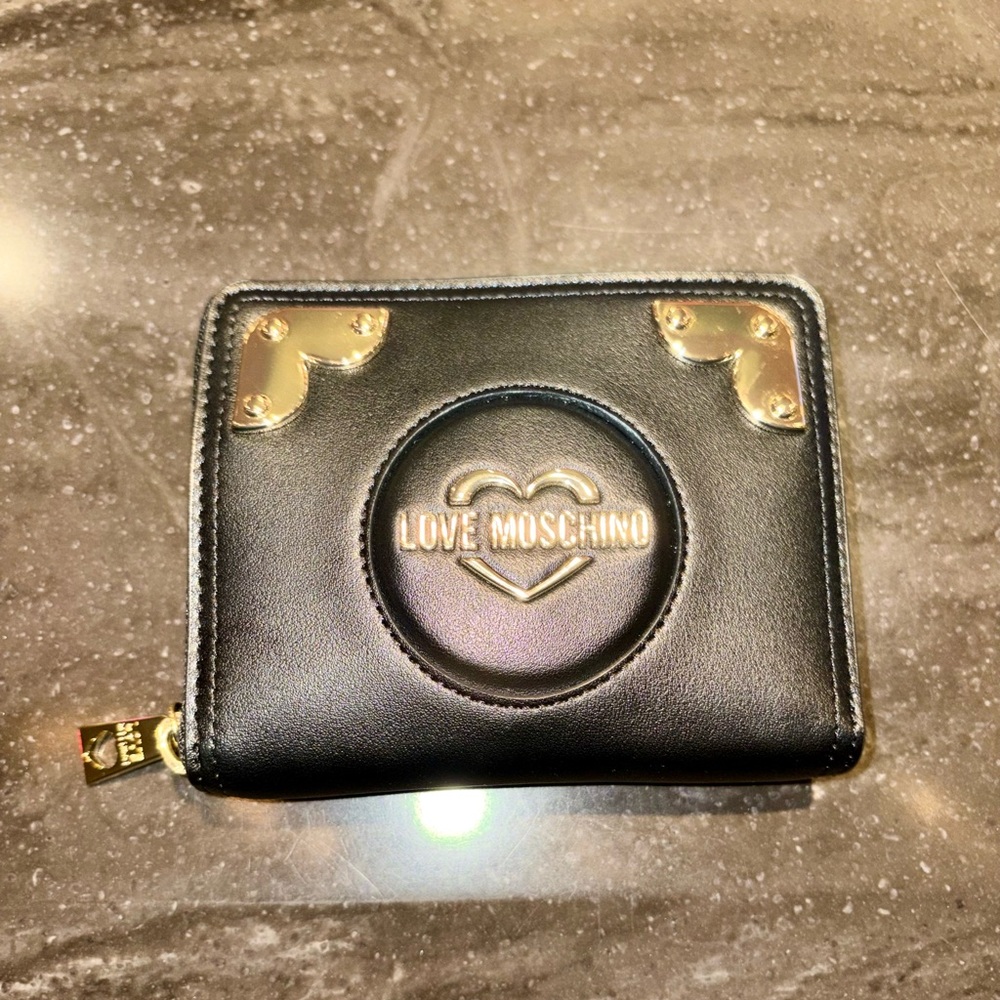 Love Moschino Black Wallet with Gold Accents